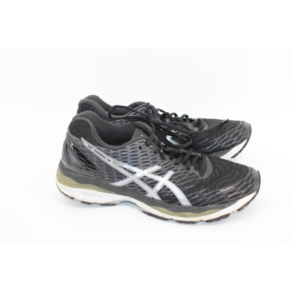 ASICS Women's Gel-Nimbus 18 Size 9 Black and Silver Running Shoe Walking